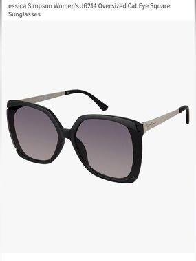 Jessica Simpson Oversized Square Sunglasses Black UV400 Cat Eye